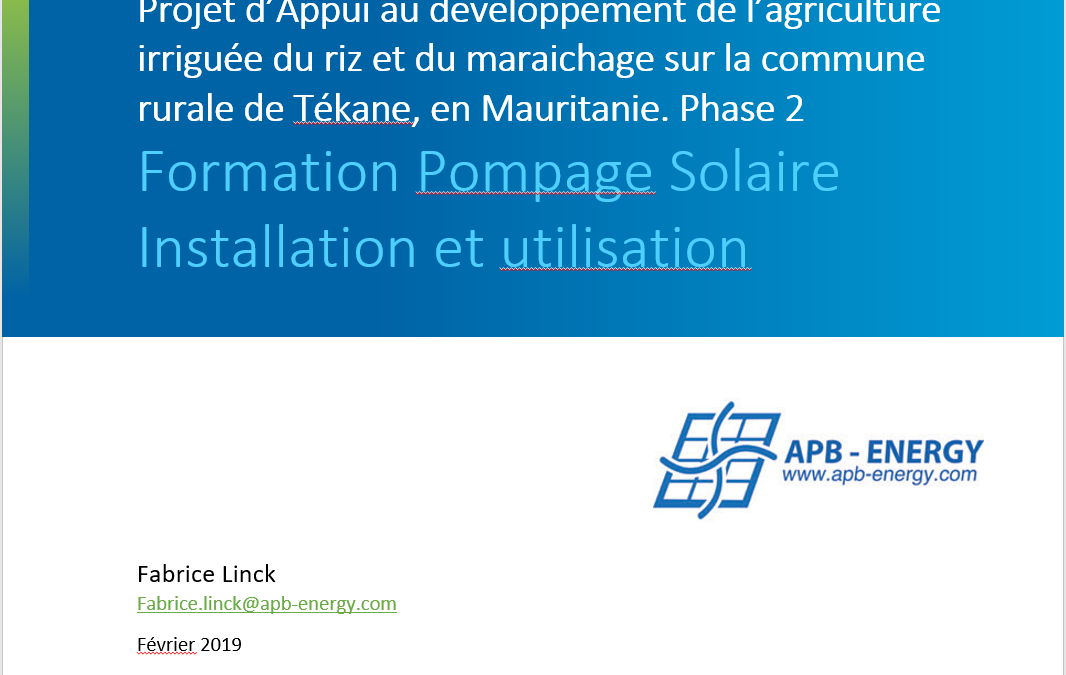 Formation au pompage solaire à Nouakchott en Mauritanie